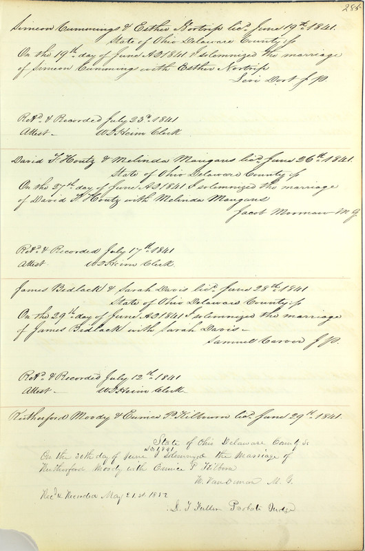 Marriage Records Vol.1 1835-1845 (p. 289)