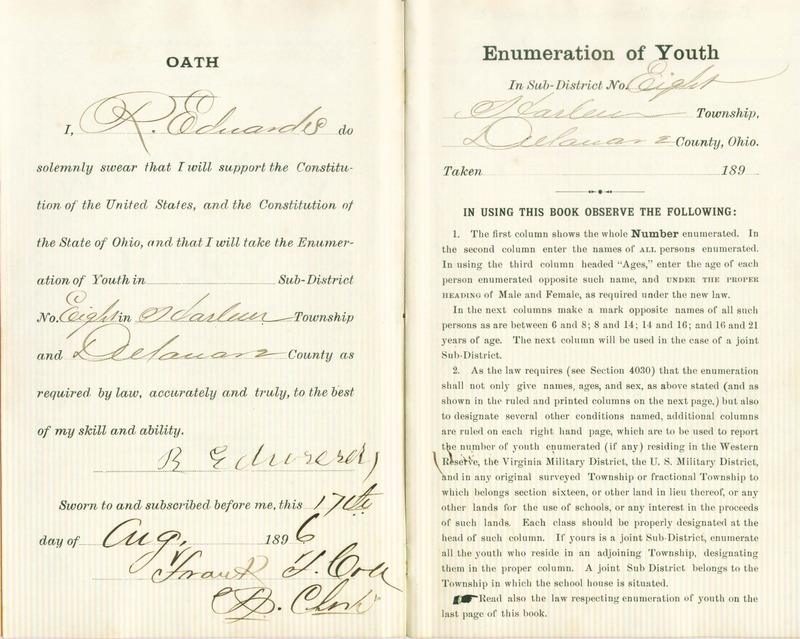 Harlem Township Enumeraton of Youth Sub-District 8, August 17, 1896 (p. 3)