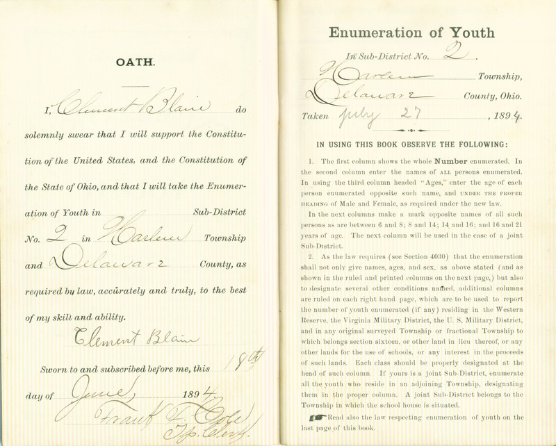 Harlem Township Enumeration of Youth Sub-District 2, July 27, 1894 (p. 3)