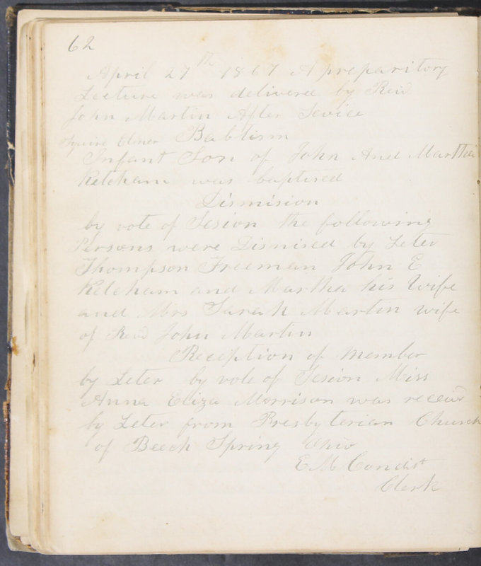 Sessional Records of the 1st Presbyterian Church of Trenton, Delaware Co., Ohio, 1831 (p. 68)