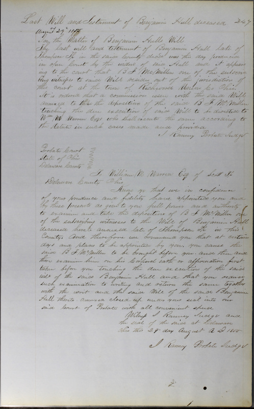 Delaware County Ohio Will Records Vol. 3 1850-1859 (p. 299)