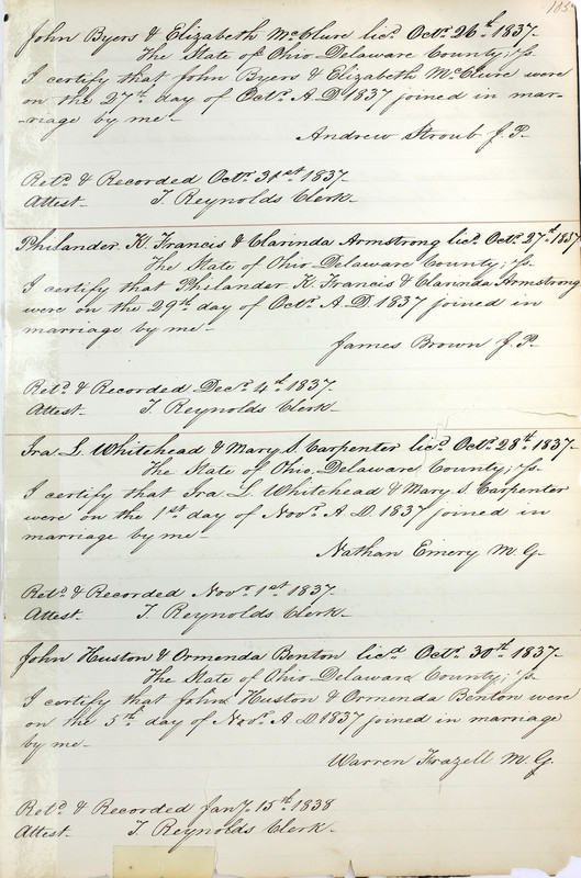 Marriage Records Vol.1 1835-1845 (p. 109)