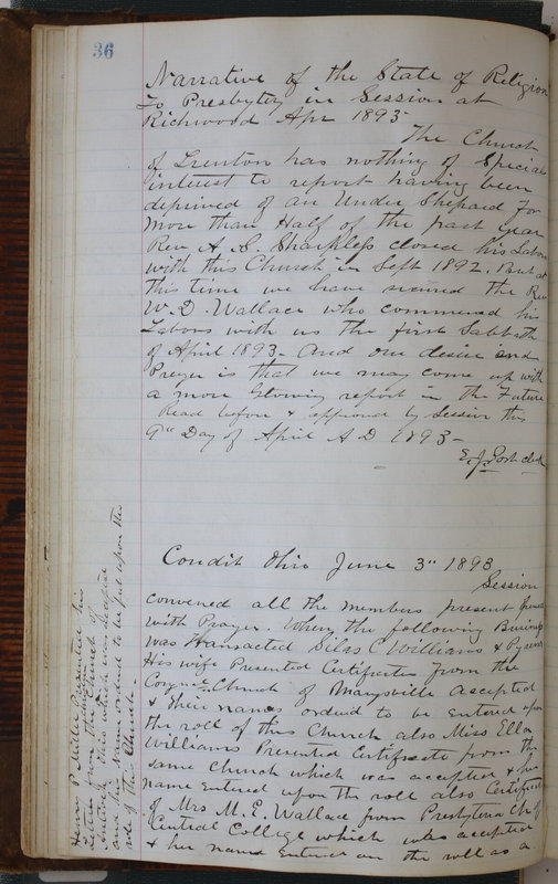 Sessional Records of the 1st Presbyterian Church of Trenton Delaware County Ohio 1873-1937 (p. 40)