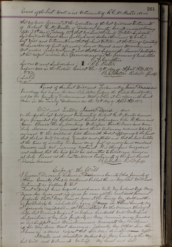 Delaware County Ohio Will Records Vol. 5 1869-1876 (p. 294)