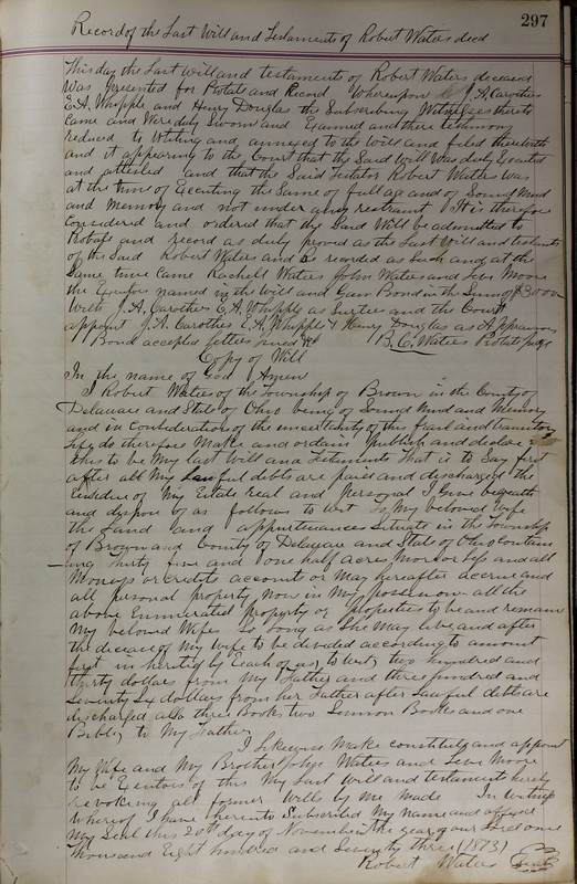 Delaware County Ohio Will Records Vol. 5 1869-1876 (p. 330)