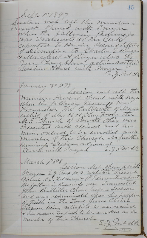 Sessional Records of the 1st Presbyterian Church of Trenton Delaware County Ohio 1873-1937 (p. 49)