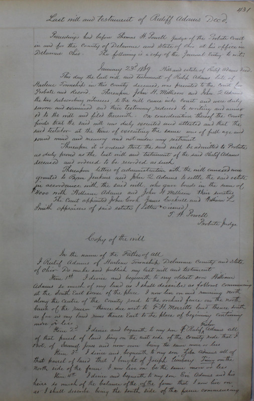 Delaware County Ohio Will Records Vol. 4 1859-1869 (p. 463)