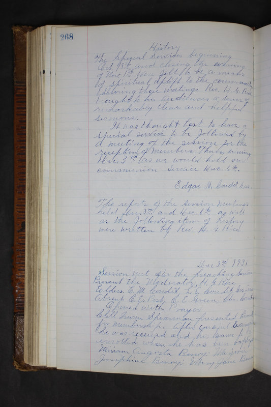 Sessional Records of the 1st Presbyterian Church of Trenton Delaware County Ohio 1873-1937 (p. 255)