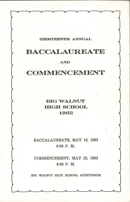 Thirteenth Annual Baccalaureate and Commencement Big Walnut High School 1963 (1)