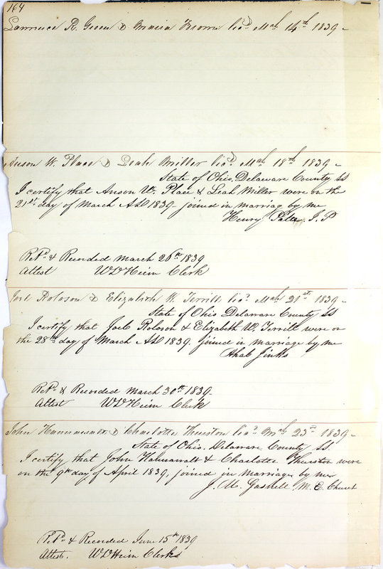 Marriage Records Vol.1 1835-1845 (p. 168)