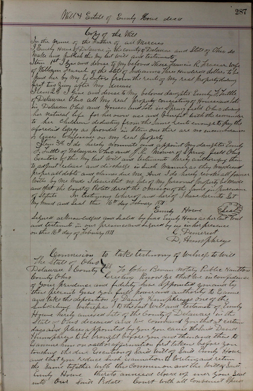 Delaware County Ohio Will Records Vol. 5 1869-1876 (p. 320)