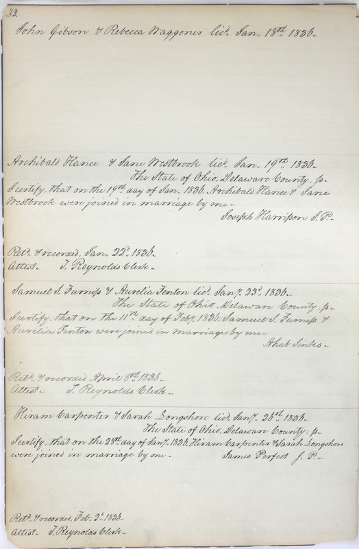 Marriage Records Vol.1 1835-1845 (p. 36)