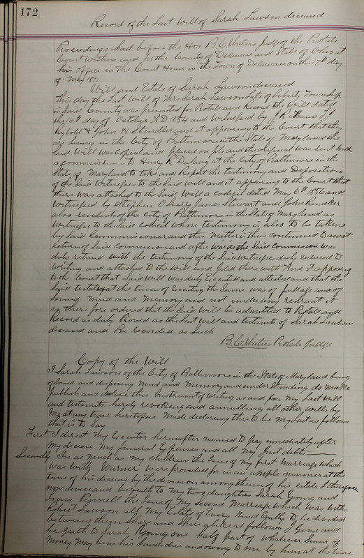 Delaware County Ohio Will Records Vol. 5 1869-1876 (p. 205)