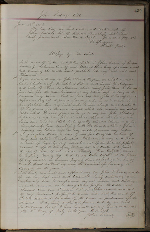 Delaware County Ohio Will Records Vol. 5 1869-1876 (p. 472)