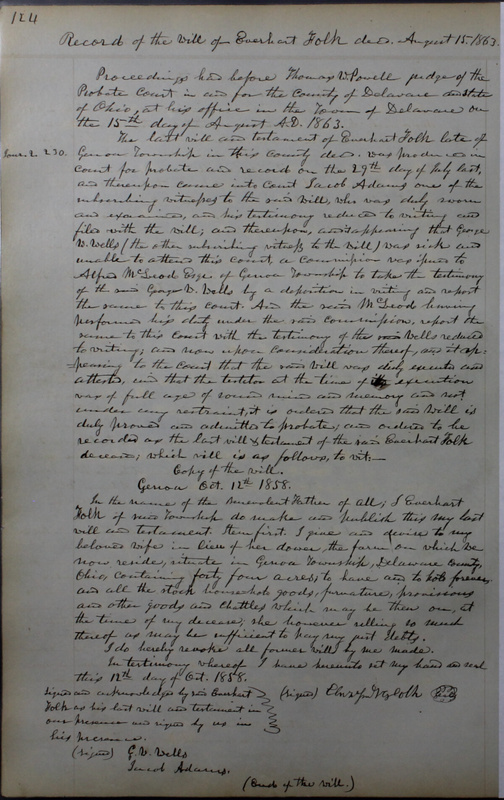 Delaware County Ohio Will Records Vol. 4 1859-1869 (p. 156)