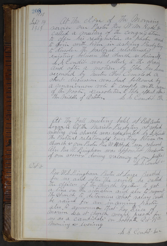 Sessional Records of the 1st Presbyterian Church of Trenton Delaware County Ohio 1873-1937 (p. 196)