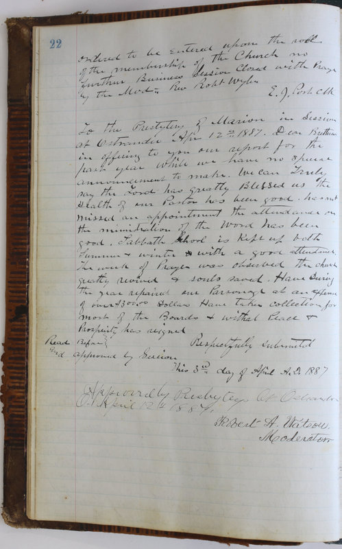 Sessional Records of the 1st Presbyterian Church of Trenton Delaware County Ohio 1873-1937 (p. 26)