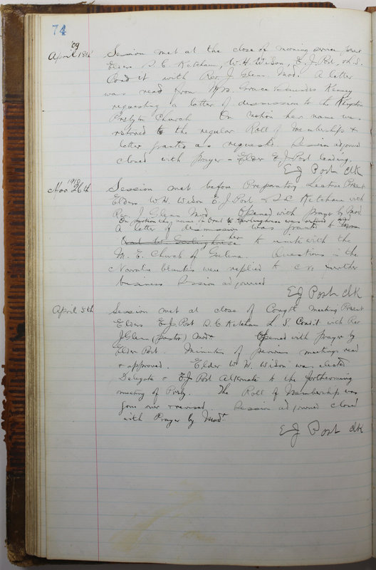 Sessional Records of the 1st Presbyterian Church of Trenton Delaware County Ohio 1873-1937 (p. 78)