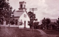 Galena Methodist Church with Leaves on Trees